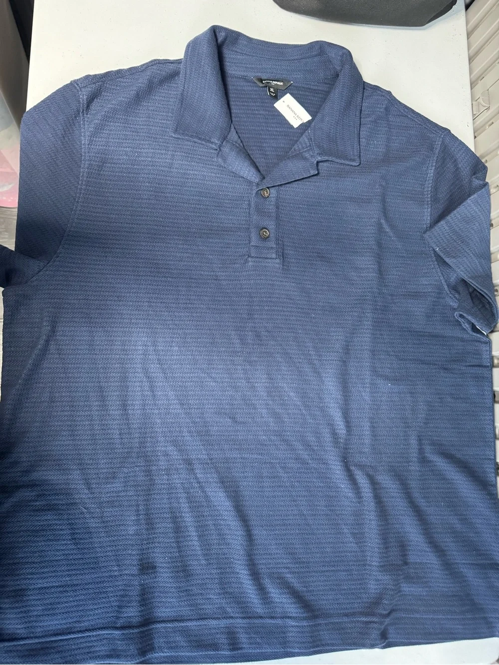 Banana Republic Textured Linen-Blend Polo - Blue